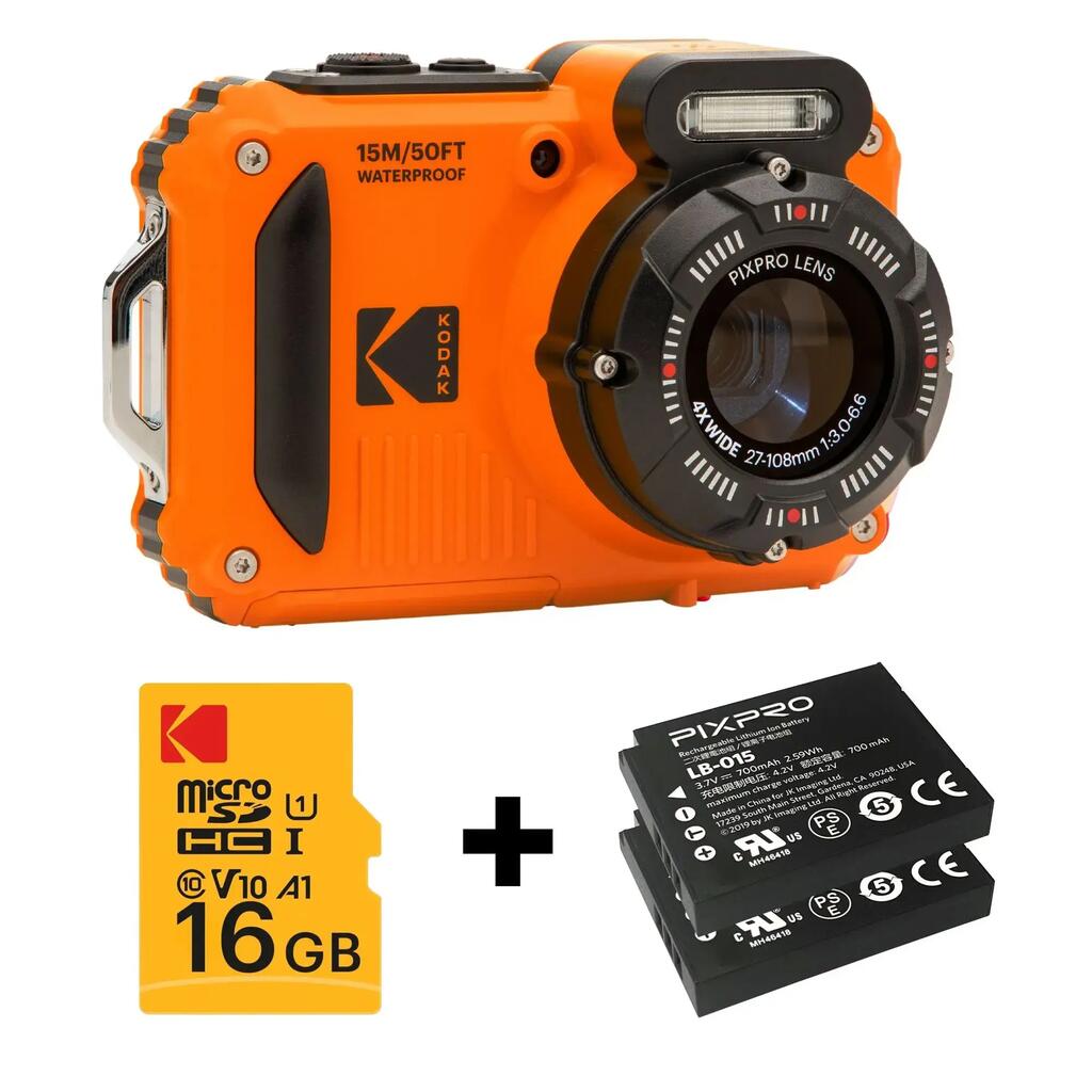 KODAK Pixpro WPZ2 16MP Waterproof & Shockproof Compact Camera – Orange