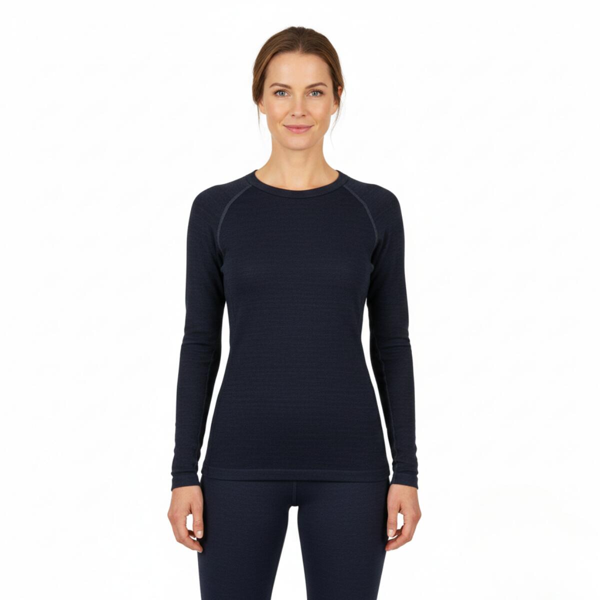 Norfolk - 80% Laine Mérinos T-shirt Thermique Femme Sans Couture – Yeti - Sous Maillot Manche Longue - Noir - Decathlon