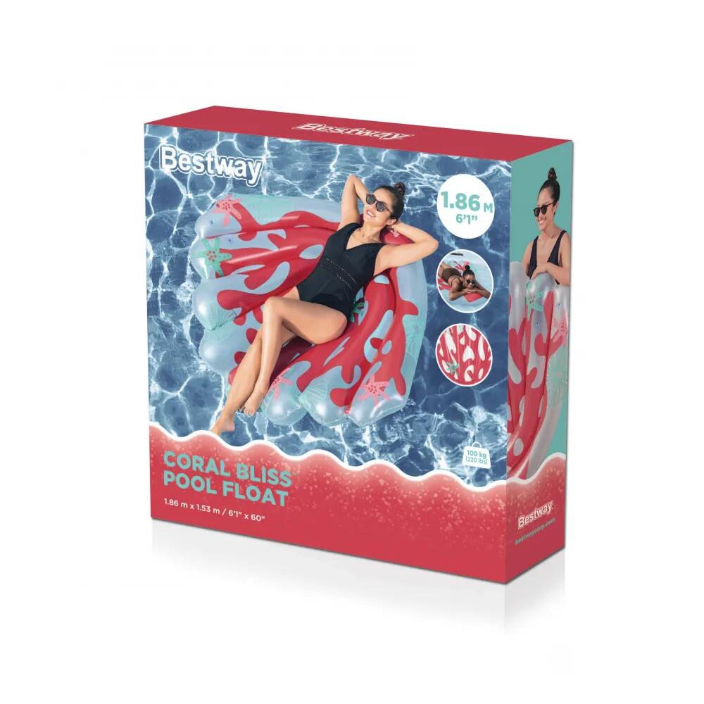 Colchoneta Inflável Coral 186x153 cm para Praia e Piscina 2/5