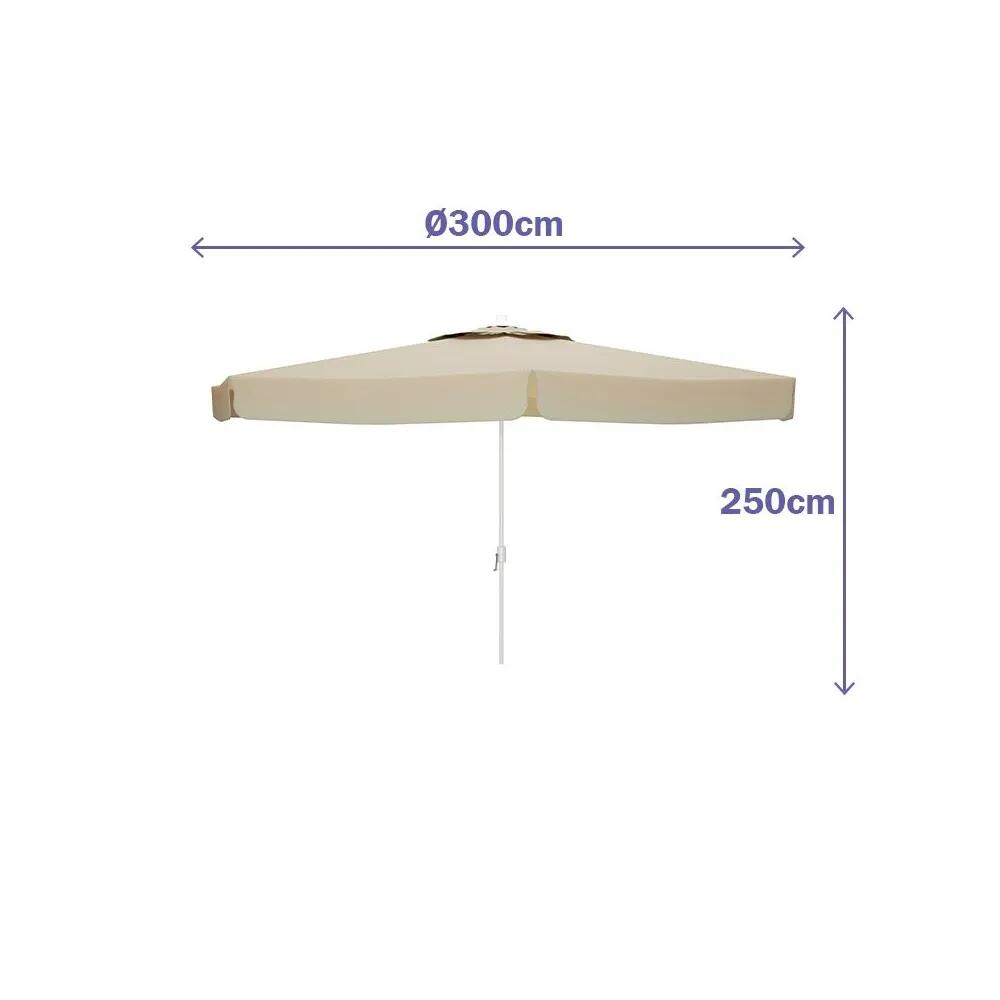 Marbueno Sombrilla Aluminio 8 Varillas D300 cm Polyester Beige 10301 3/6