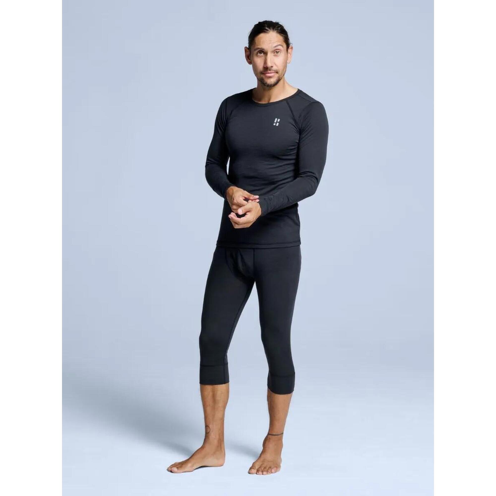 Poederbaas - Ensemble Thermique En Laine Mérinos – Homme – T-shirt + Legging 3/4 - Sous Vêtement Haut - Noir - Decathlon