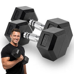 Haltère caoutchouté XTREXO Hex 7,5 kg