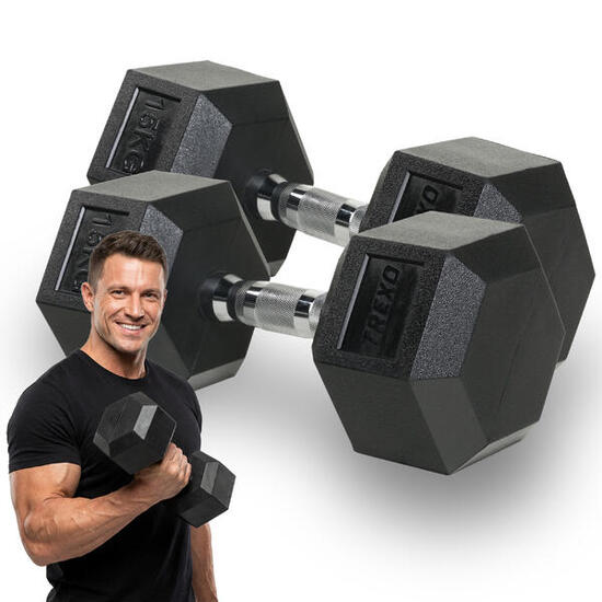 XTREXO Hex gummierte Hantel 15 kg