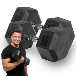 Haltère caoutchouté XTREXO Hex 25 kg