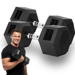 Haltère caoutchouté XTREXO Hex 32,5 kg
