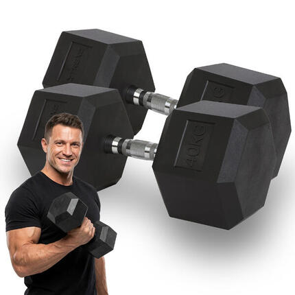 XTREXO gummierte Hex-Hantel 40 kg 40 kg