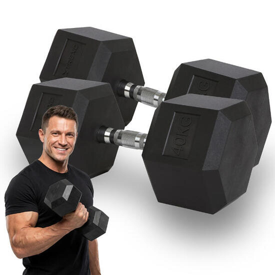 XTREXO gummierte Hex-Hantel 40 kg 40 kg