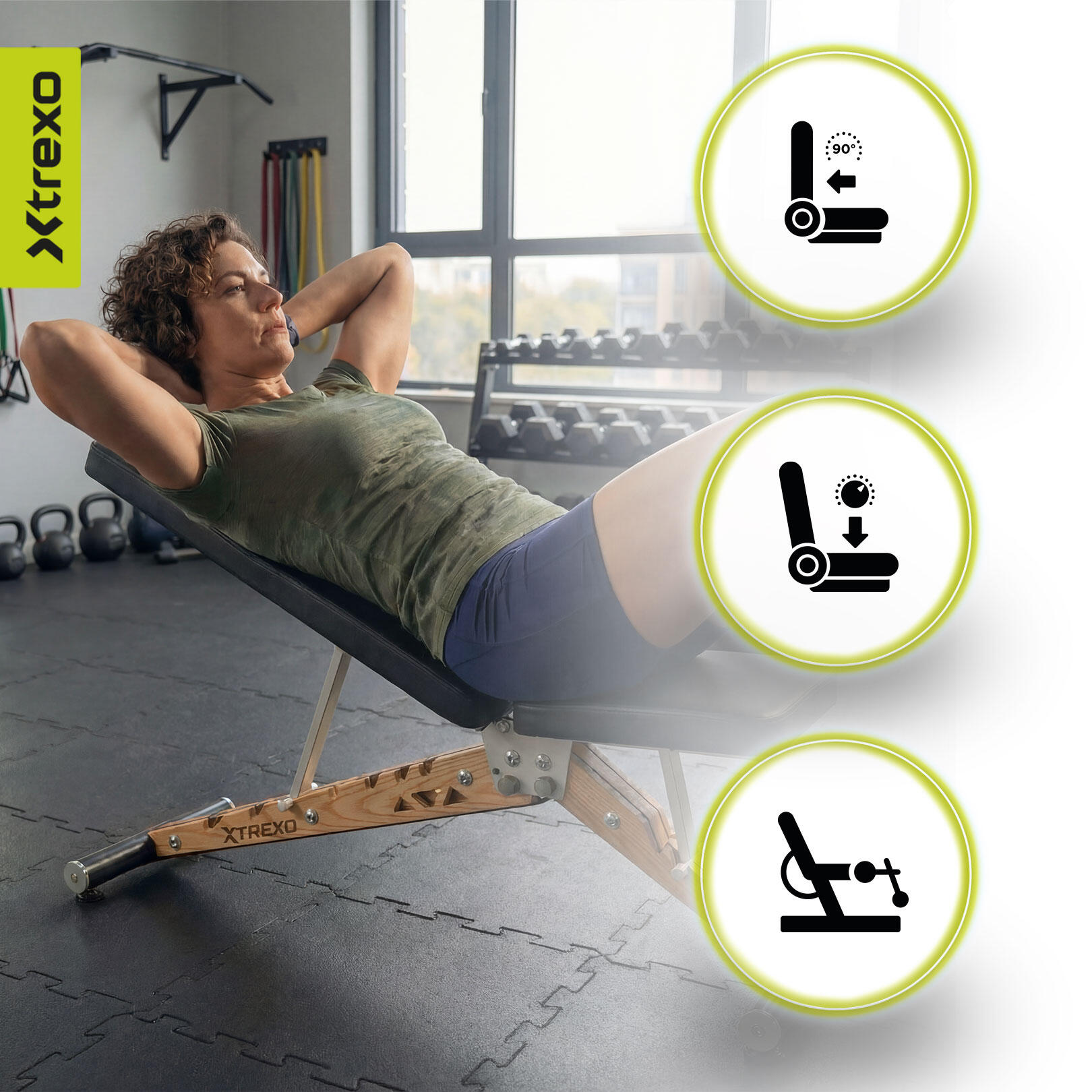 XTREXO verstelbare houten trainingsbank Leszy 4/7