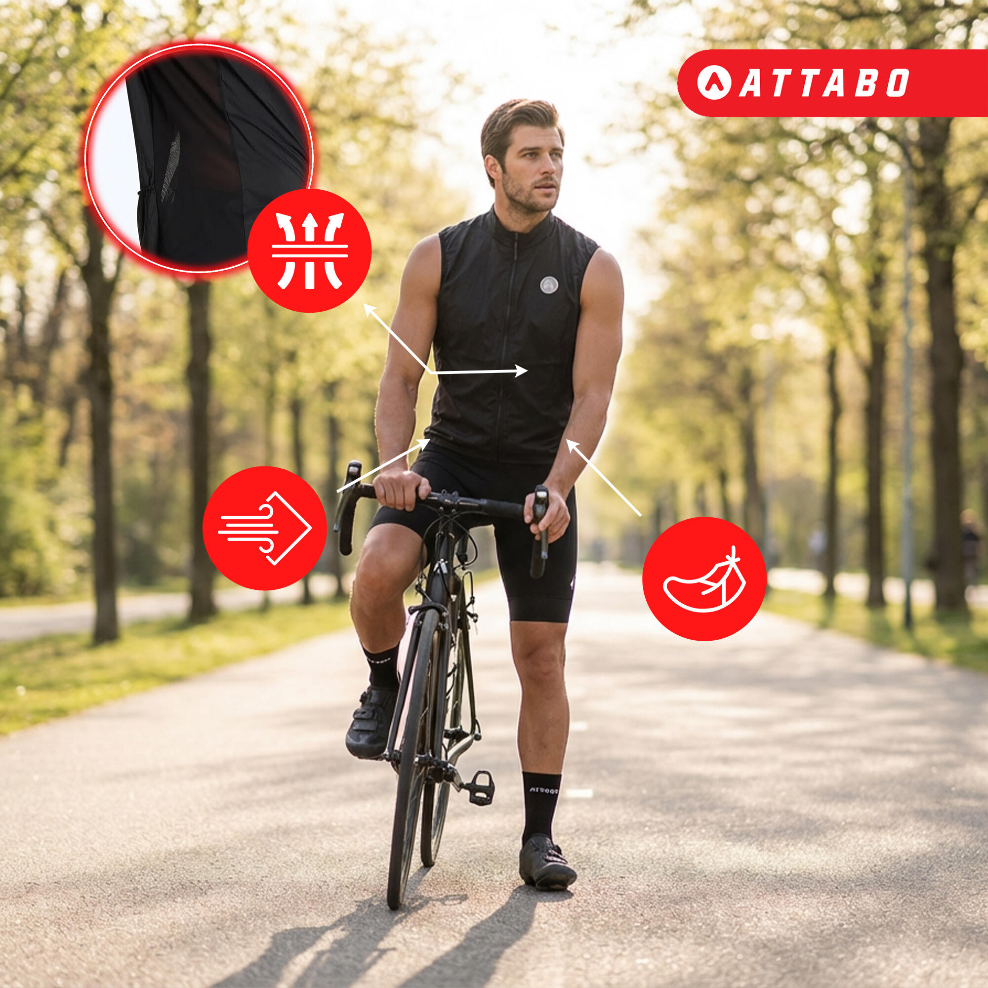 Chaleco de ciclismo a prueba de viento ATTABO Cahayo 5/7