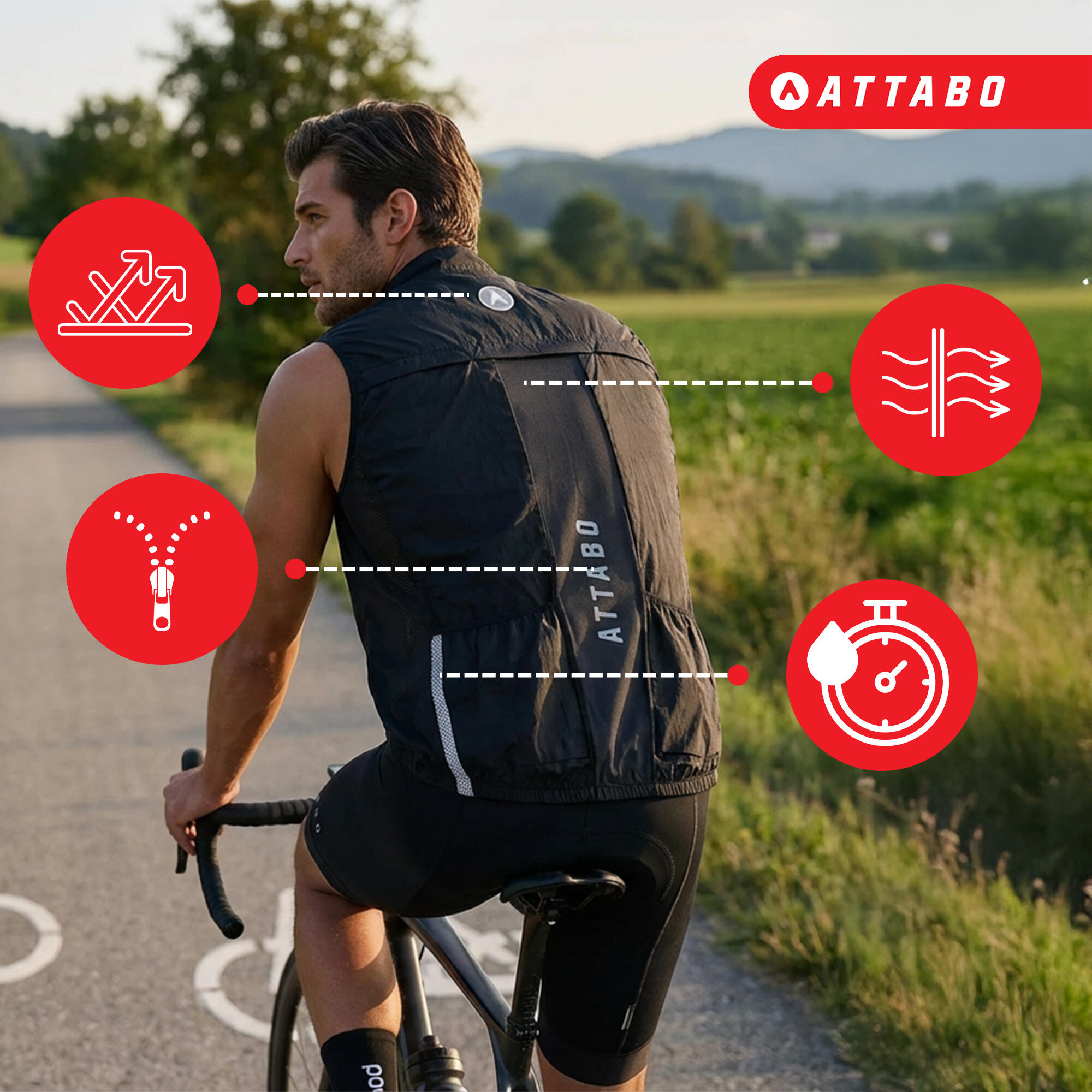 Chaleco de ciclismo a prueba de viento ATTABO Cahayo 6/7