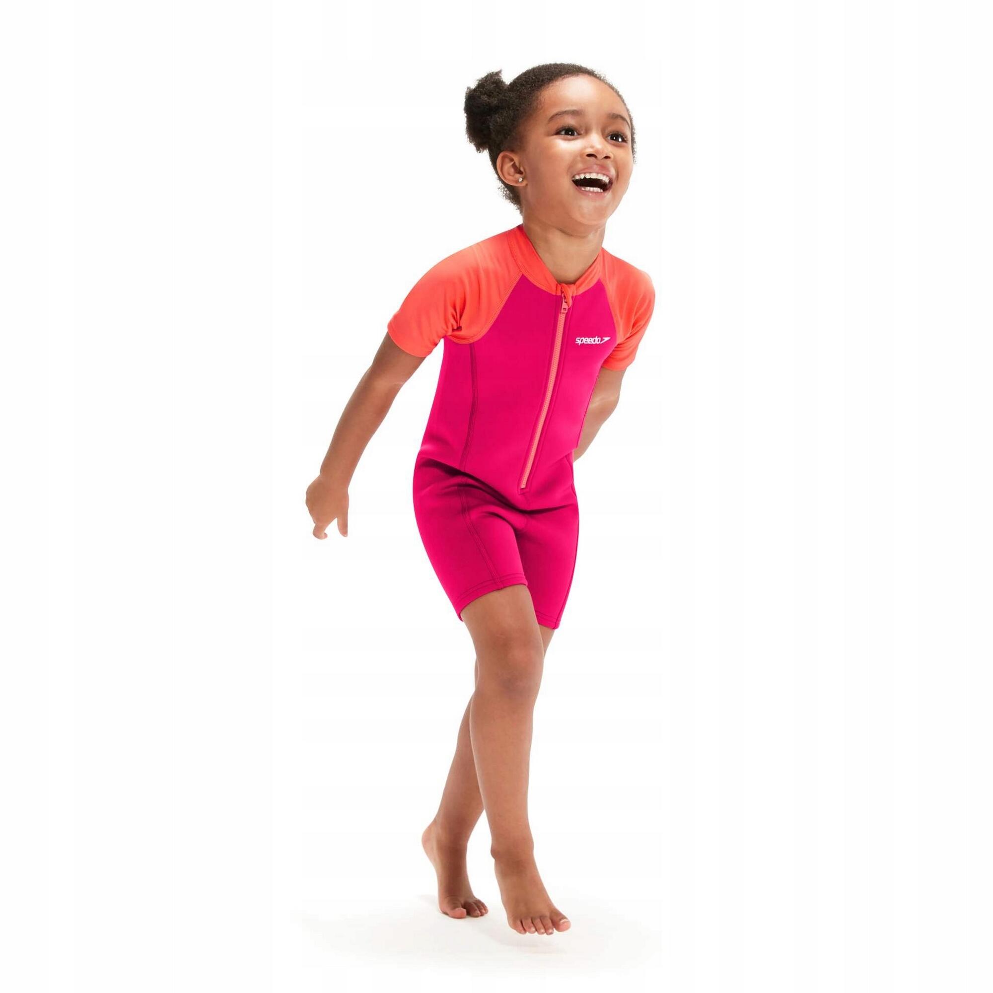 Maillot De Bain 1 Pièce LEARN TO SWIM Fille (Rouge Vif / Corail) 3/4