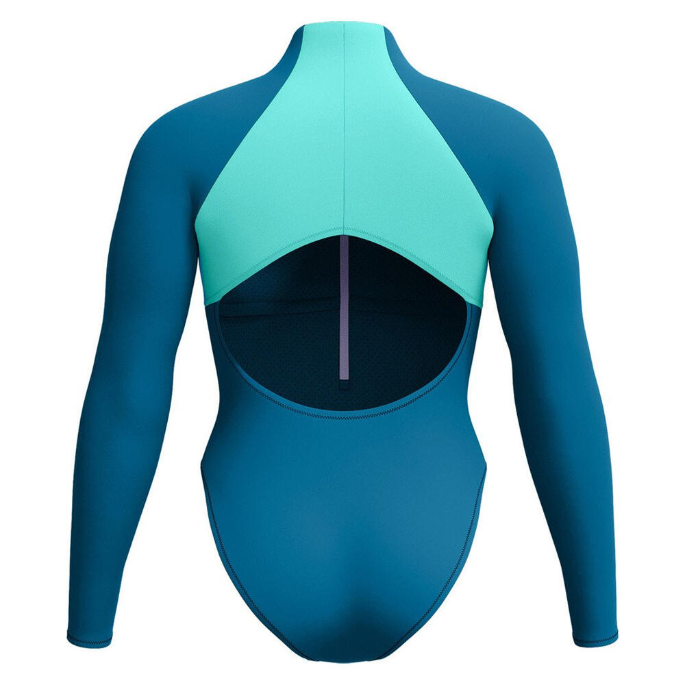 Maillot De Bain 1 Pièce Manches Longues Femme (Vert / Bleu Sarcelle Foncé) 2/3