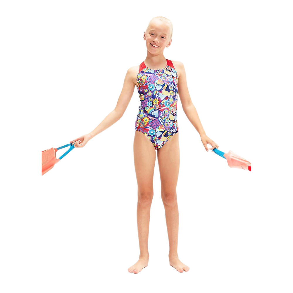 Bañador Entero de Una Pieza Digital Niñas Azul Marino Real, Rojo, Llama Azul, 3/3