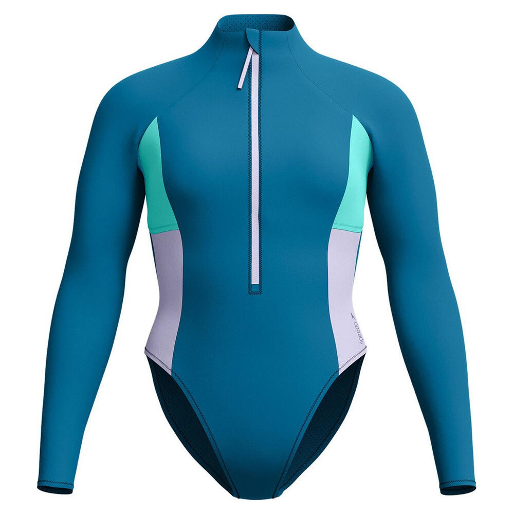 Speedo - Maillot De Bain 1 Pièce Manches Longues Femme (vert / Bleu Sarcelle Foncé) - Maillot De Bain 1 Pièce - Vert - Decathlon