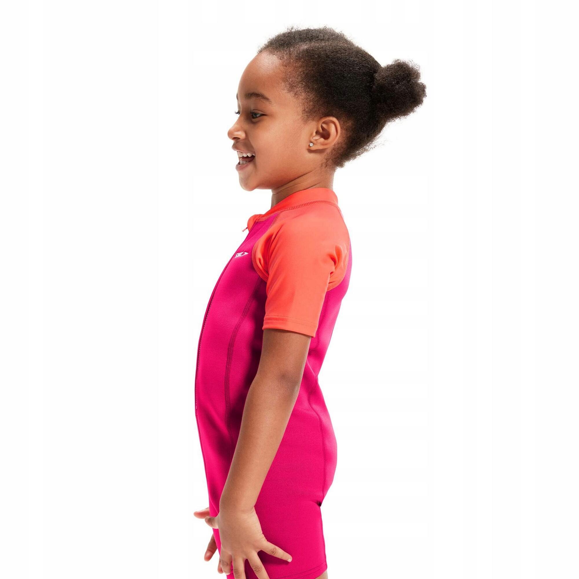 Maillot De Bain 1 Pièce LEARN TO SWIM Fille (Rouge Vif / Corail) 4/4