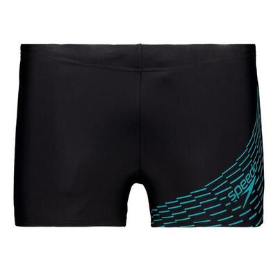 Heren medley aquashort logo zwemshort (zwart/blauw)