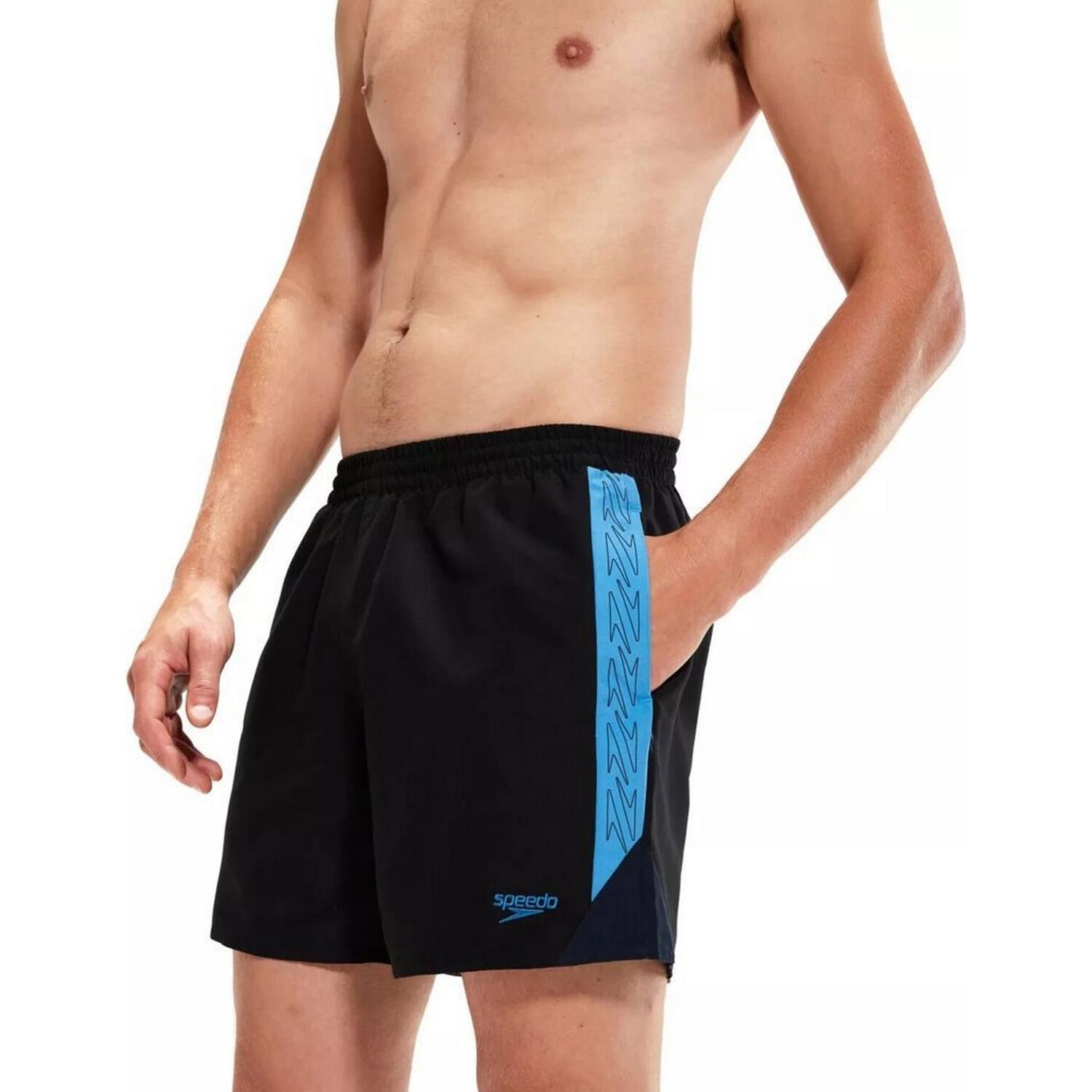 Costume Da Bagno A Pantaloncino Uomo Speedo Hyperboom Splice Nero Blu Spiaggia 3/4