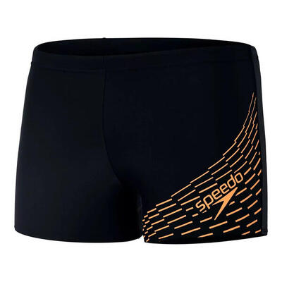 Heren medley aquashort logo zwemshort (zwart/blauw)