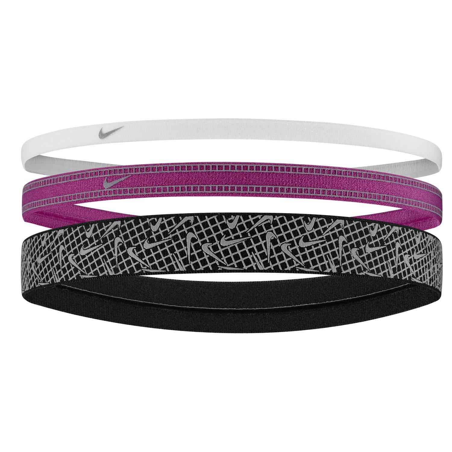 NIKE Logo Headband (Pack of 3) (White/Hot Fushia/Silver)