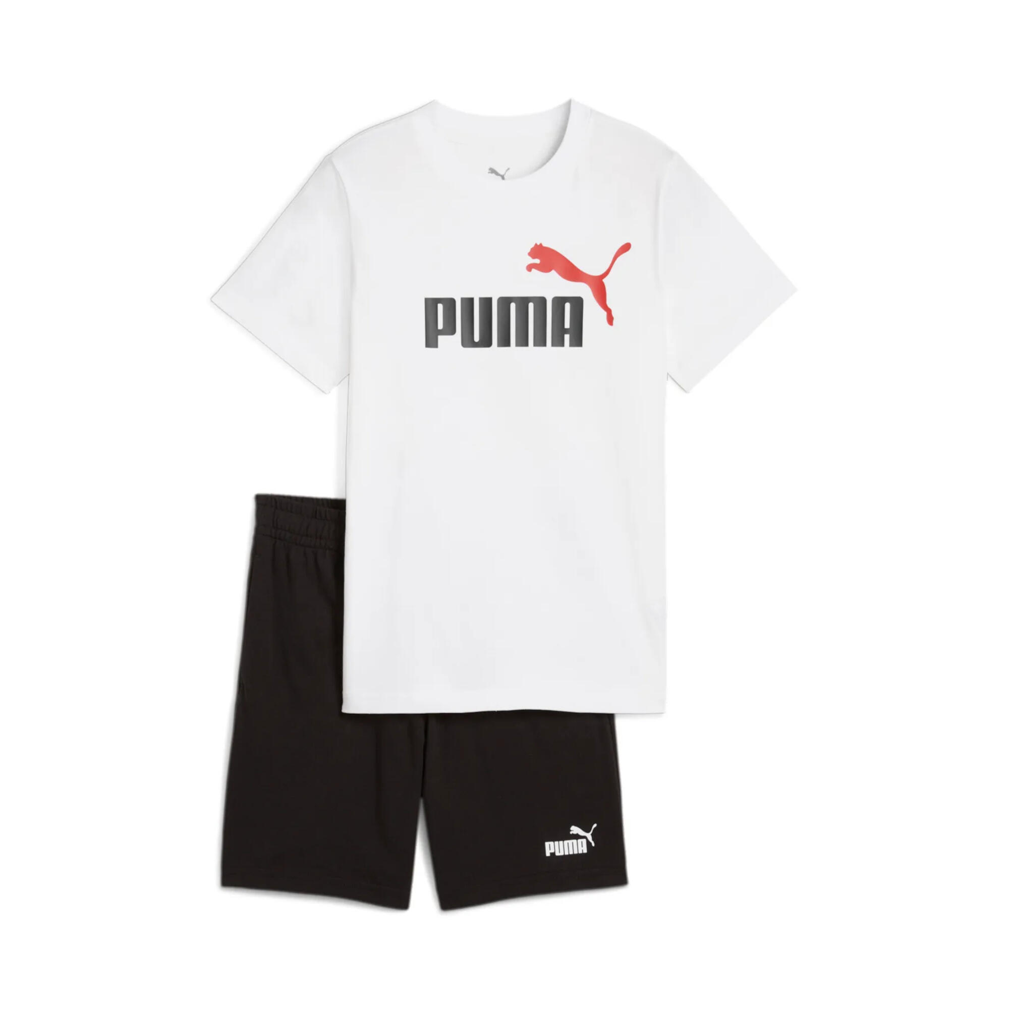 Puma completo maglietta e pantaloncino junior Essential bianco-nero, anni 8 1/2