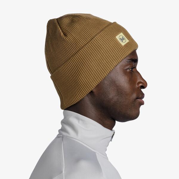 Buff Crossknit Unisex Beanie Brown 6/7