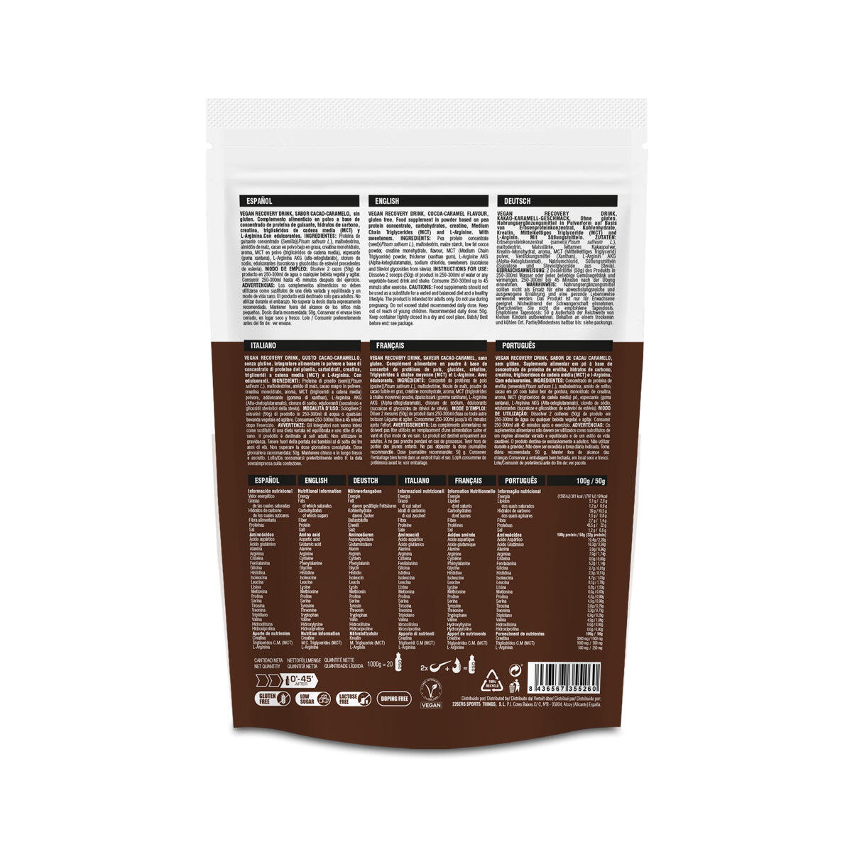 VEGAN RECOVERY DRINK 1Kg CHOCO CARAMEL 3/6