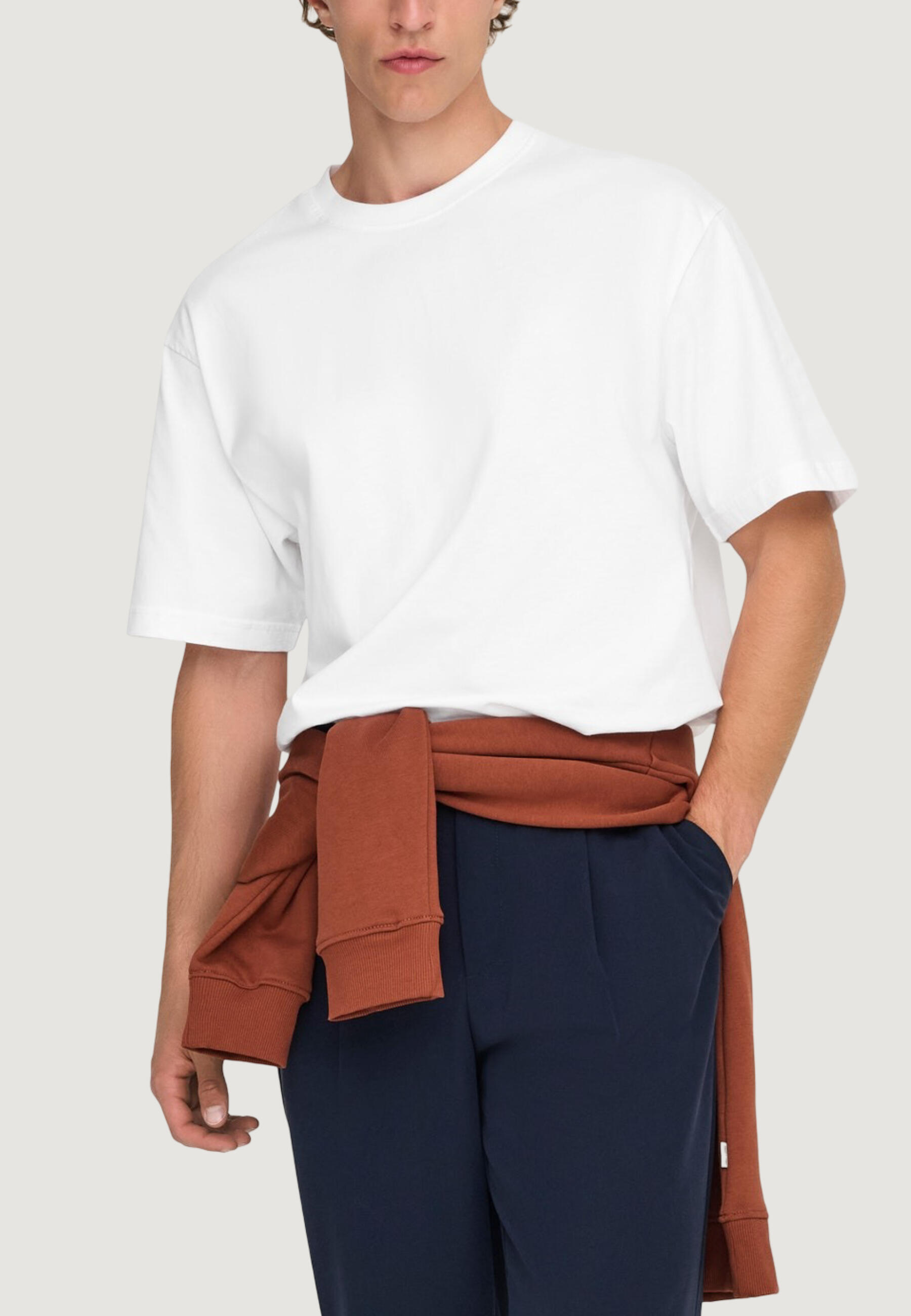 t-shirt crop top Onsfred Life Rlx Ss Tee Noos HOMME blanc 2/4