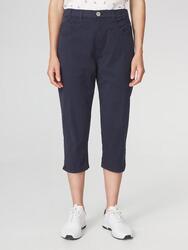 Corsaire femme SANTACOR blanc, mi-haut, ceinture semi-élastique, 5 poches