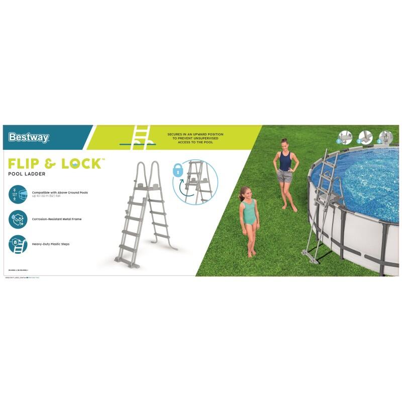 Escada de segurança Bestway Flip&Lock para piscinas 76,5x124,5x135/191,5 cm 3/7
