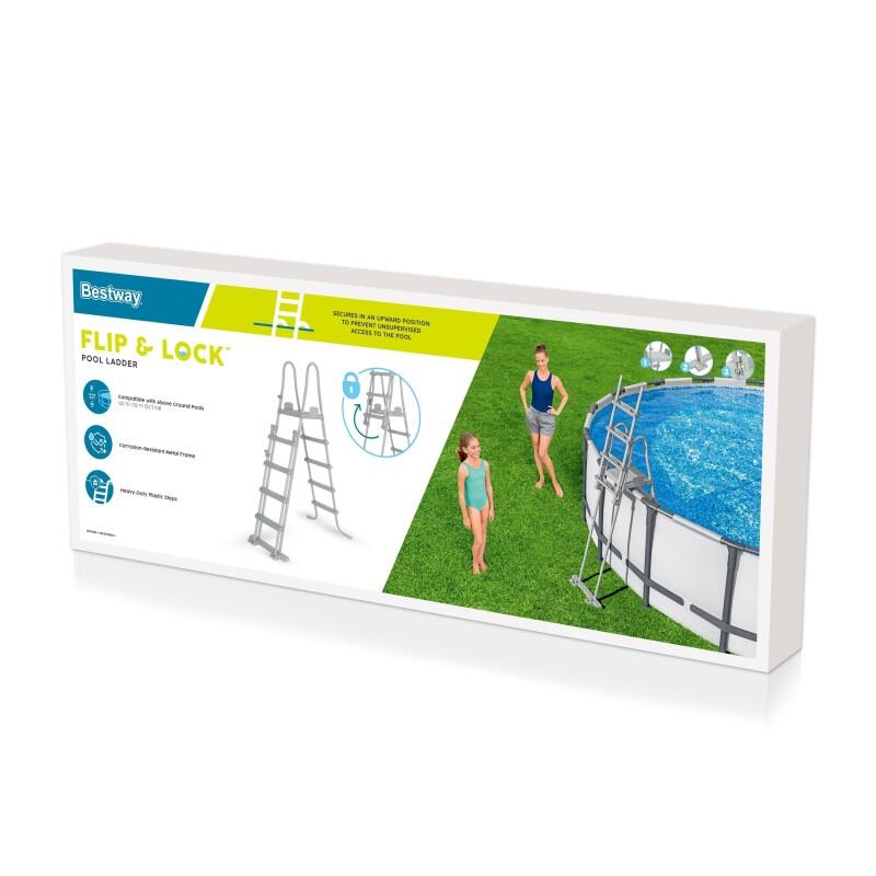Escada de segurança Bestway Flip&Lock para piscinas 76,5x124,5x135/191,5 cm 7/7