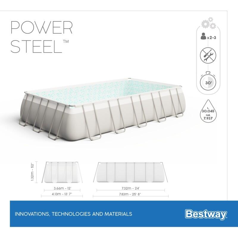 Piscina Desmontável Bestway Power Steel 732x366x132cm Filtro, Cobertura e Escada 6/7