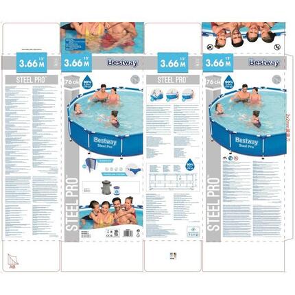 Bestway Piscine hors sol - Ronde - Steel Pro - Bleu clair - 366 x 76 cm