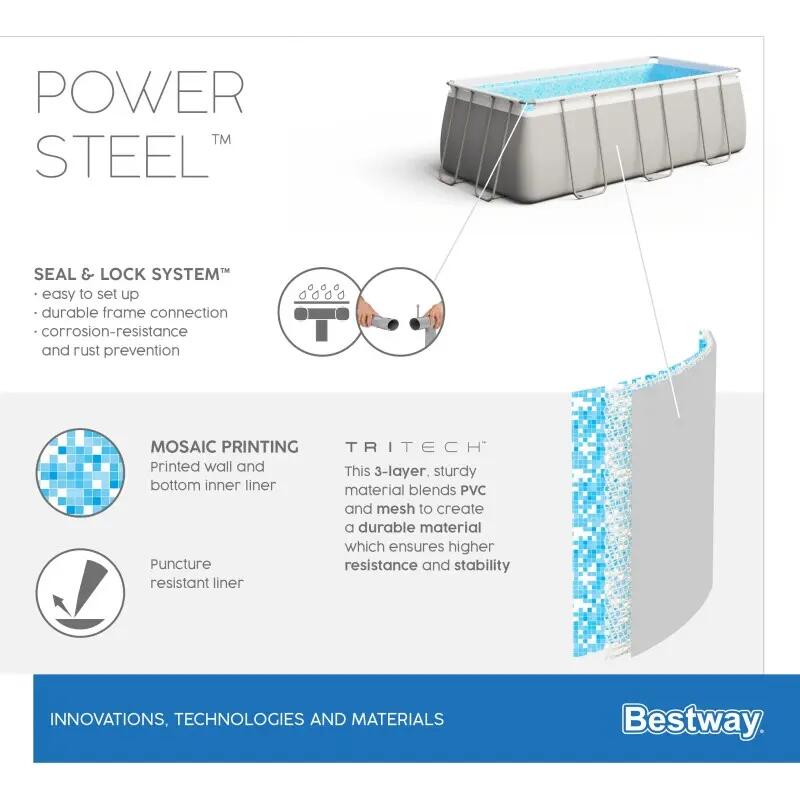 Bestway Piscine hors sol - Power Steel - Gris clair  404x201x100cm 5/8
