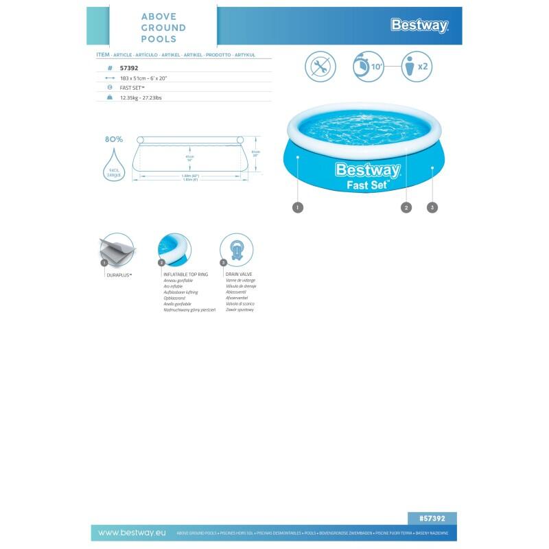 Bestway Piscine autoportante Ronde Fast Set 183 x 51 cm 6/7