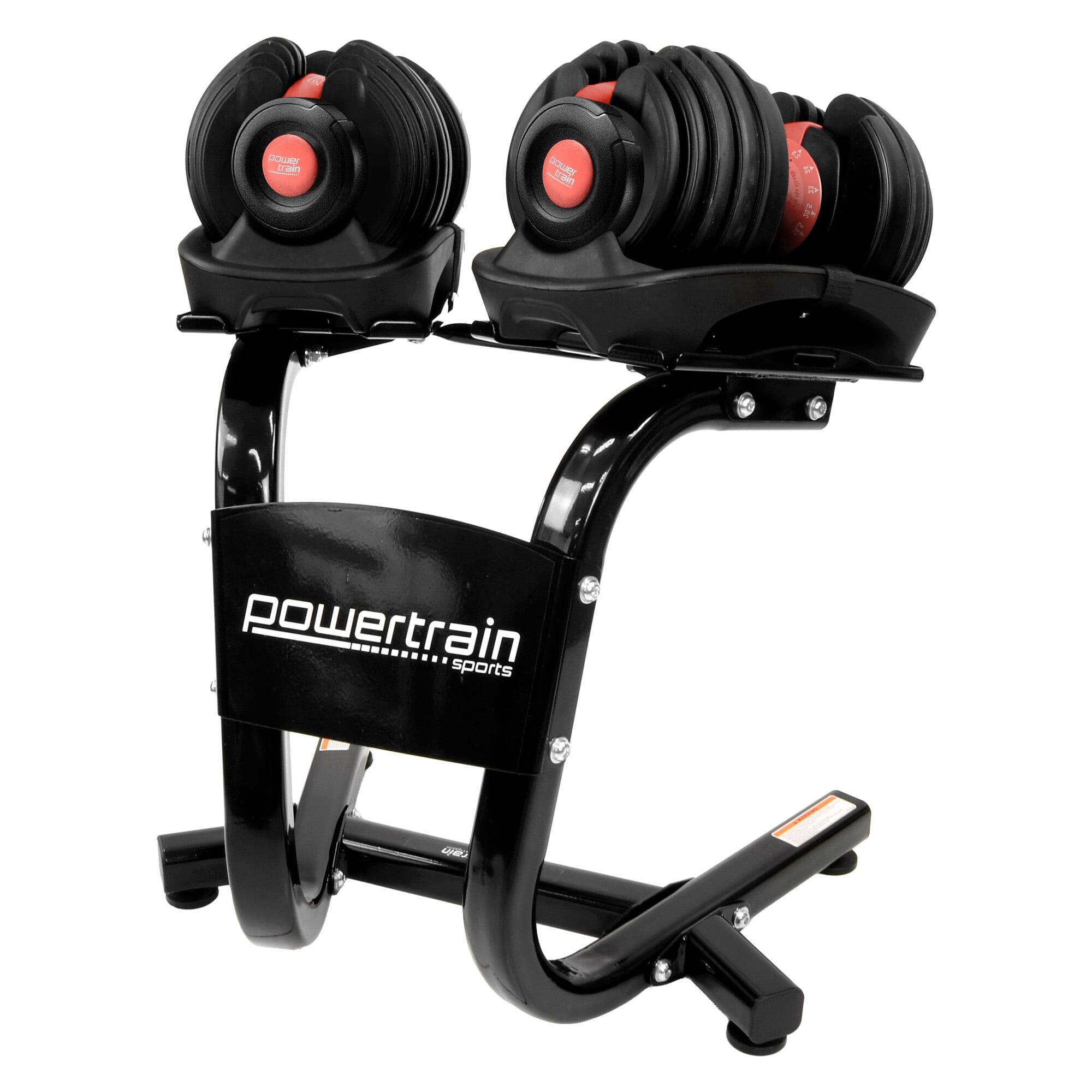 Powertrain 48kg Adjustable Dumbbells with Dumbbell Stand  Red