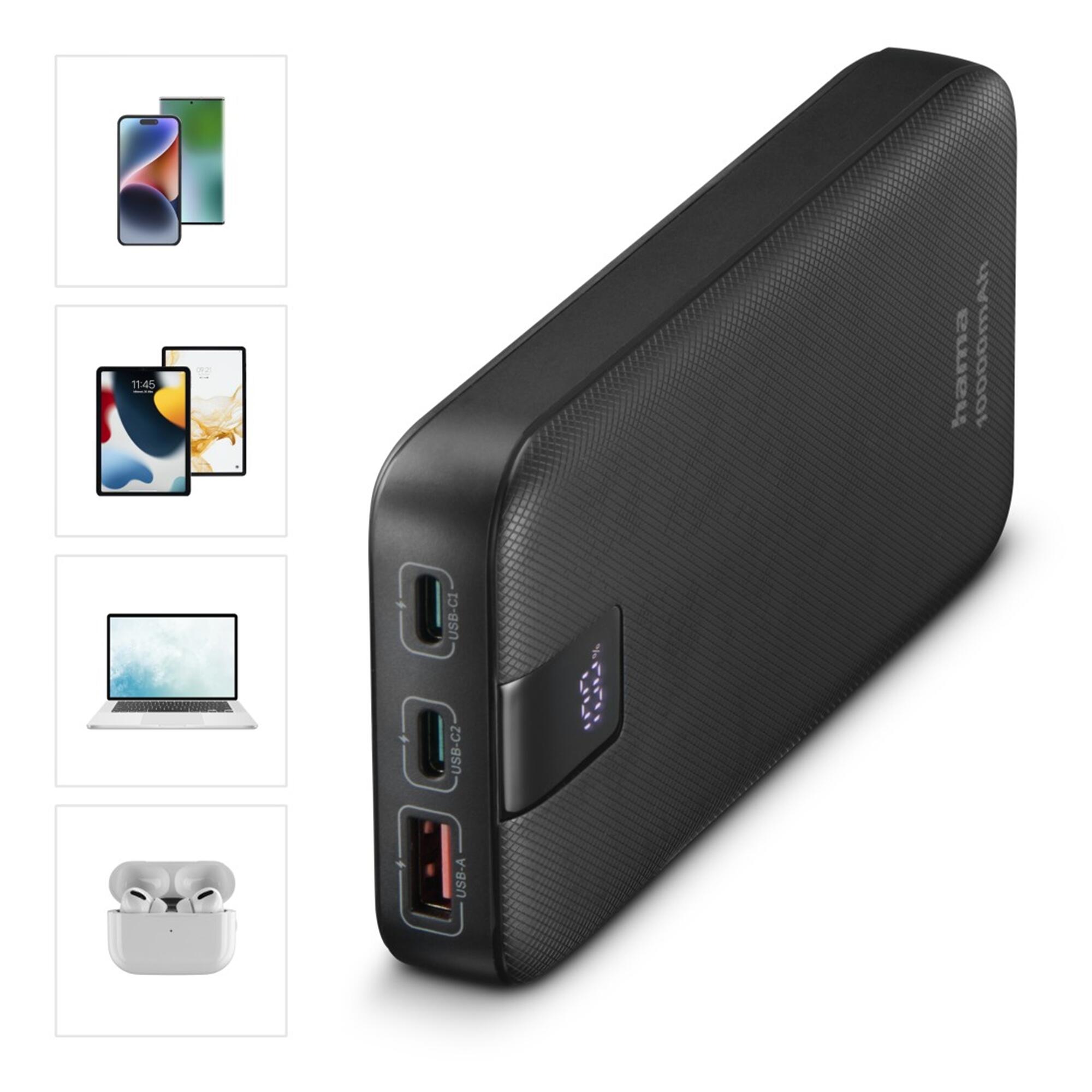 HAMA Power Pack PD10, 10000mAh, Power Delivery, 2xUSB-C, USB-A 3/7