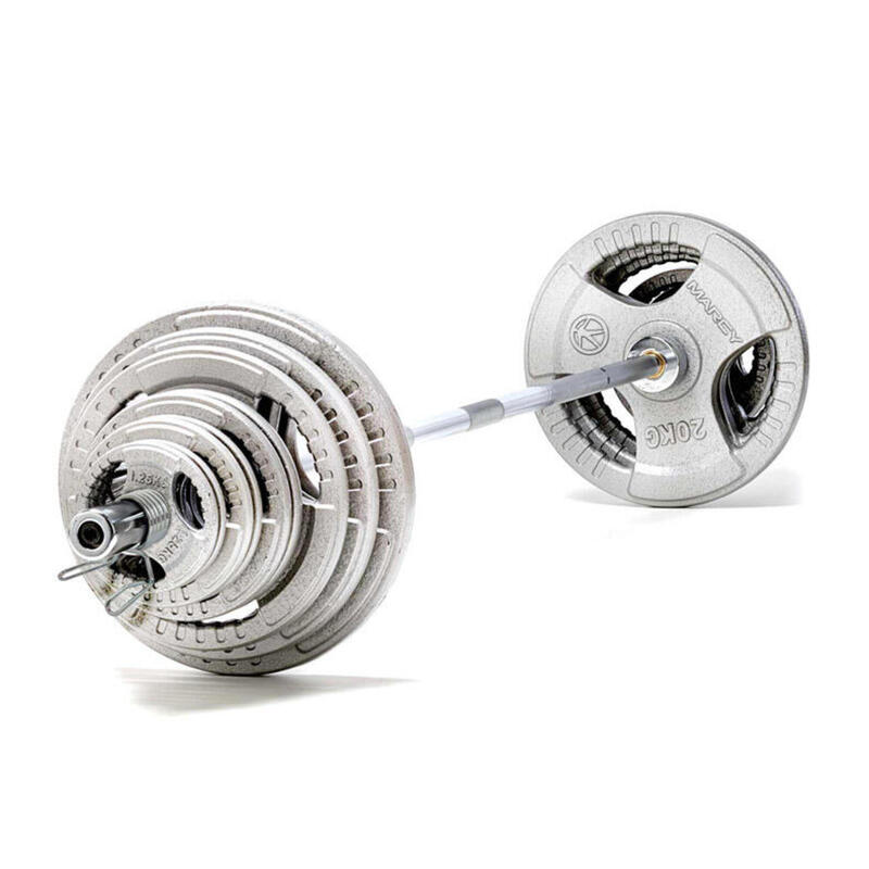 Set olimpico bilanciere e dischi con presa tripla 140kg