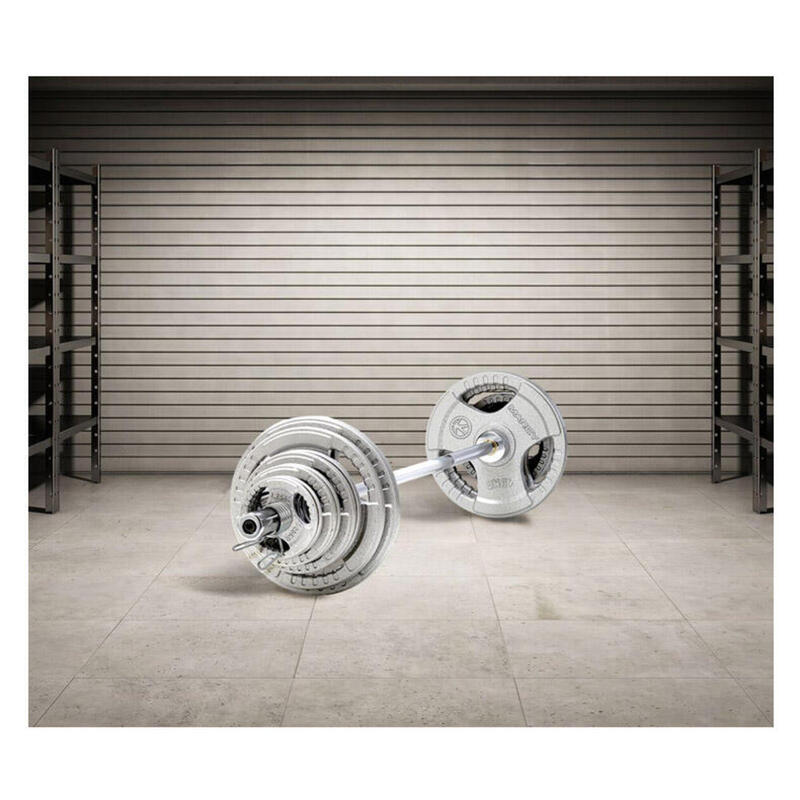 Set olympique de barre et disques avec triple prise de Marcy 100kg