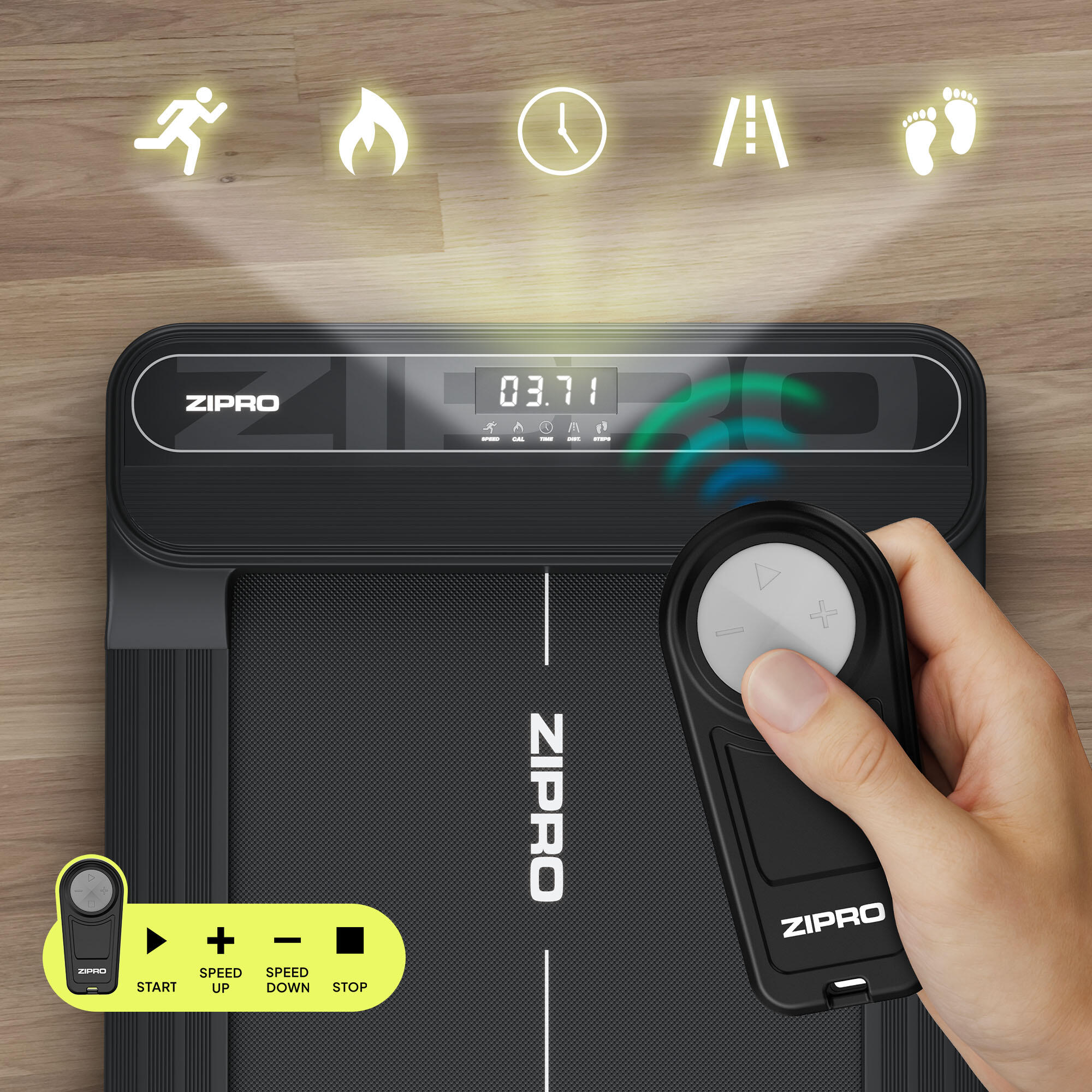Tapis de marche Zipro Catwalk 100×40 cm, 6km/h, FitShow Bluetooth 4/7