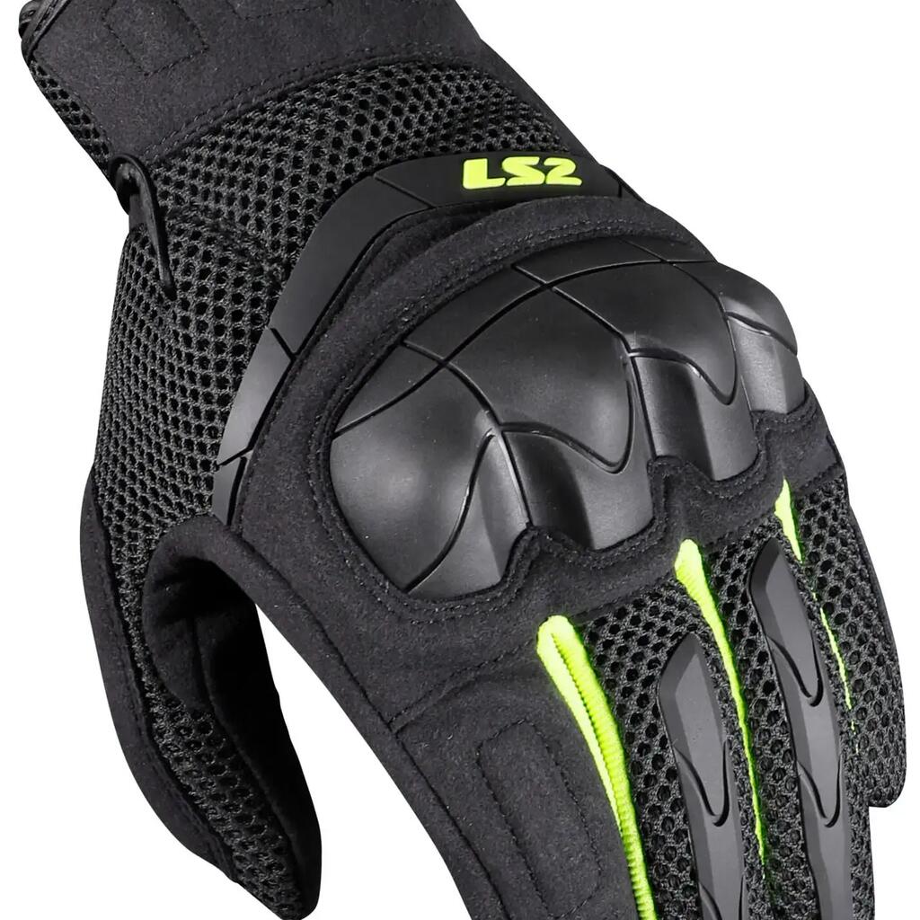 LS2 Kubra men's summer motorcycle gloves anthracite/yellow M