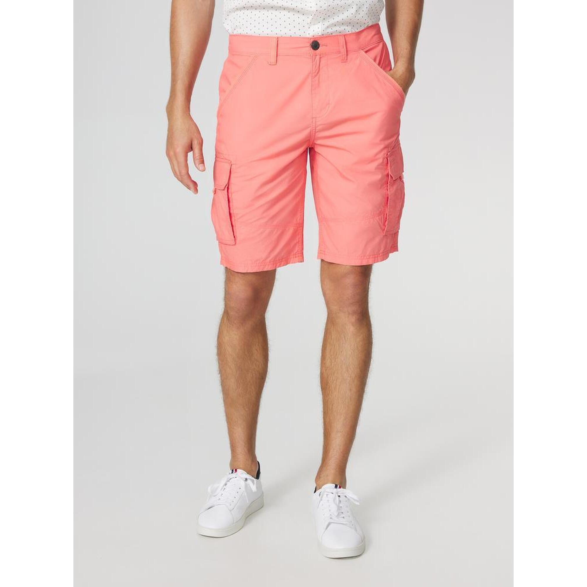 Tbs - Bermuda Homme Valenber Recif, Ceinture Semi-élastiquée, 100% Coton - Short De Protection - Orange|rose|rouge - Decathlon
