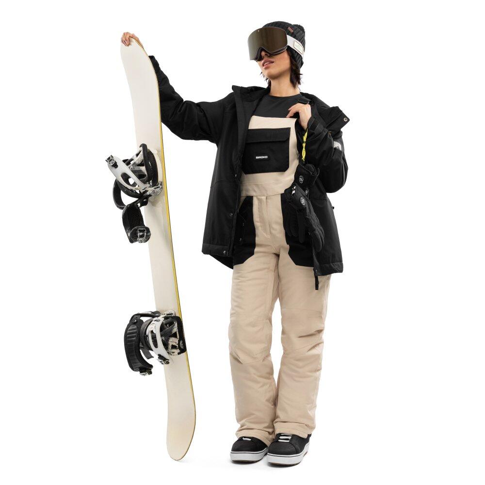 Women Winter sports ’s snowboard bib pants B1-W Daisen Beige 3/7