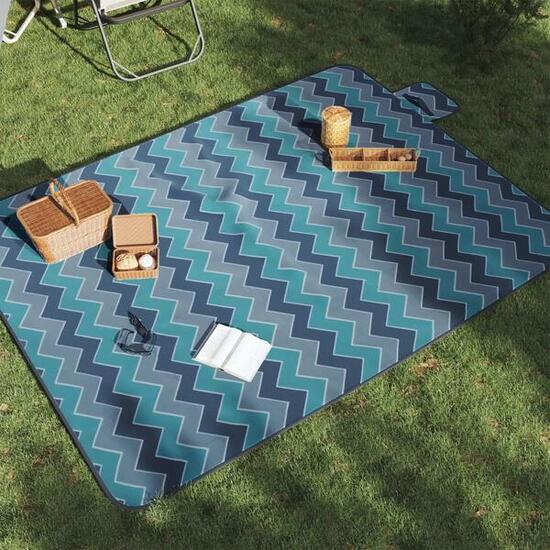 VidaXL Faltbare Picknickdecke Samt Wellen 200x150 cm Blau