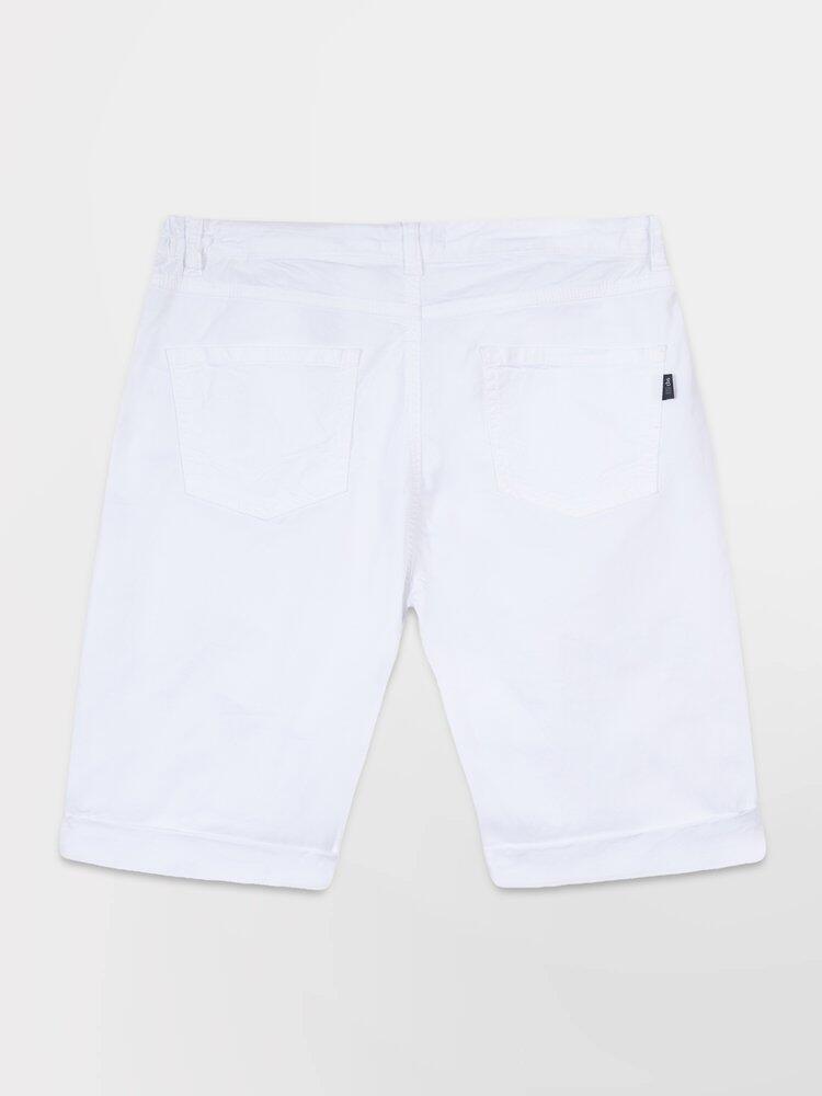 Bermuda femme ceinture semi-élastiquée avec passants SANTAMID blanc 2/2