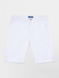 1973 Bermuda SANTAMID Femme — Ceinture semi-élastique avec passants Blanc/Écru