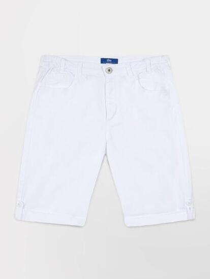 1973 Bermuda femme SANTAMID, ceinture semi-élastiquée avec passants, blanc