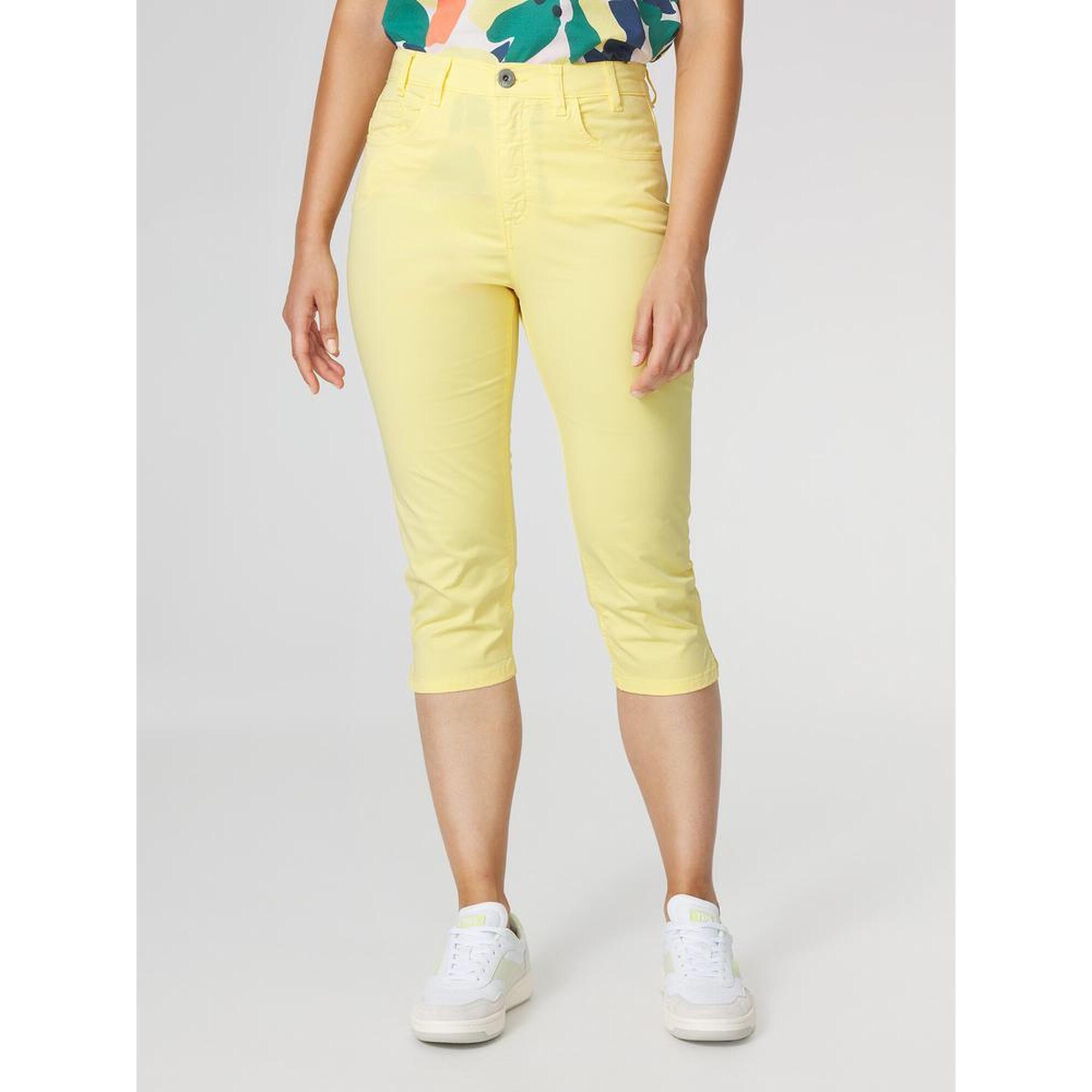 Tbs - Corsaire Femme Santacor Citron 7/8 - Ceinture Semi-élastique - Pantacourt - Jaune - Decathlon