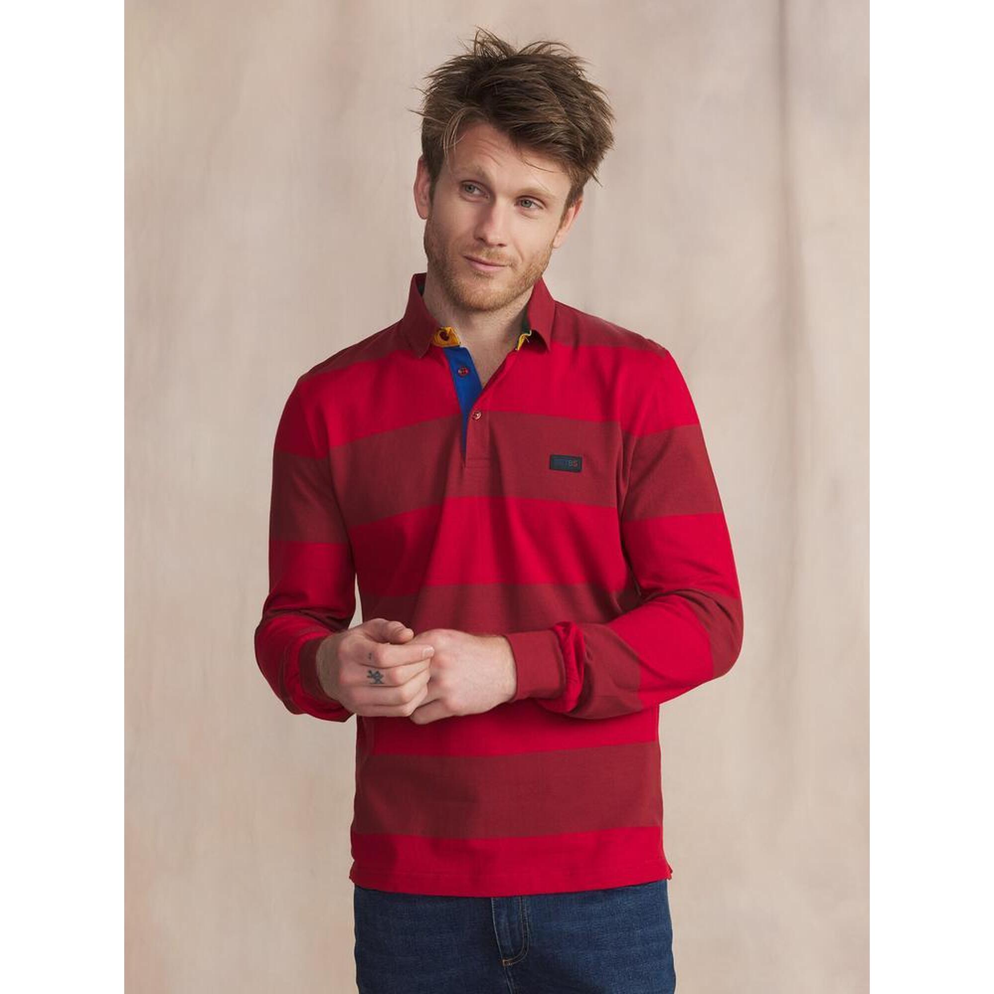 Tbs - Polo Manches Longues Homme Matiopol Cepage 100% Coton - Chemise Manches Longues - Rouge - Decathlon