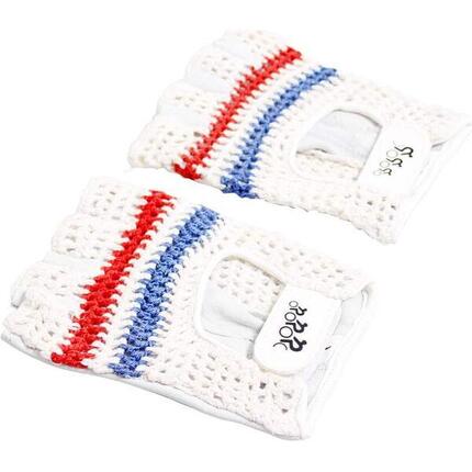 Gants de course XXL crochetés blanc/rouge