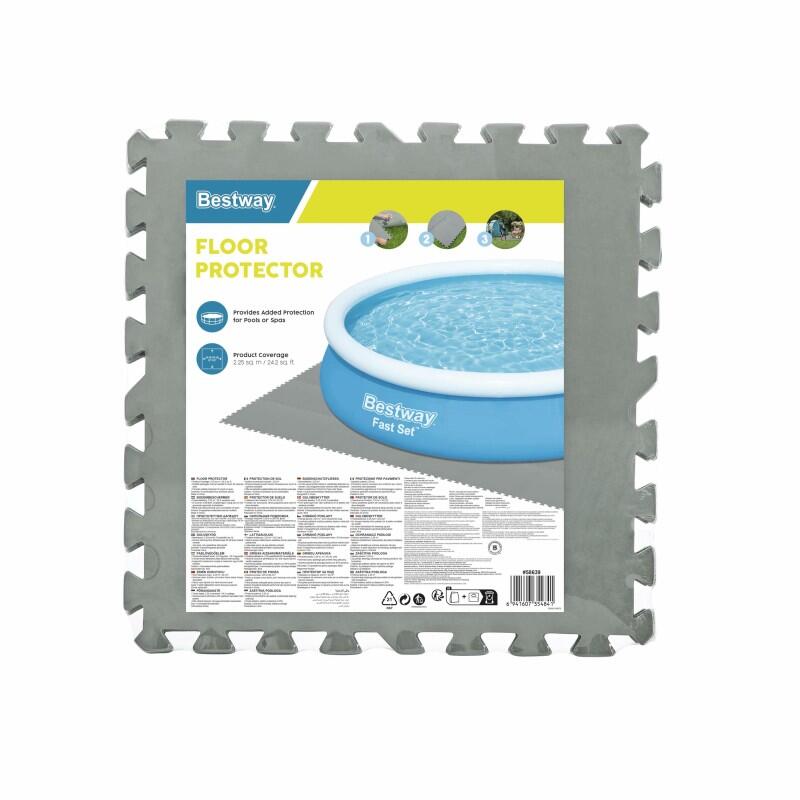 Bestway Lot de 9 tapis de sol pour piscine - 50 x 50 cm - gris 3/7